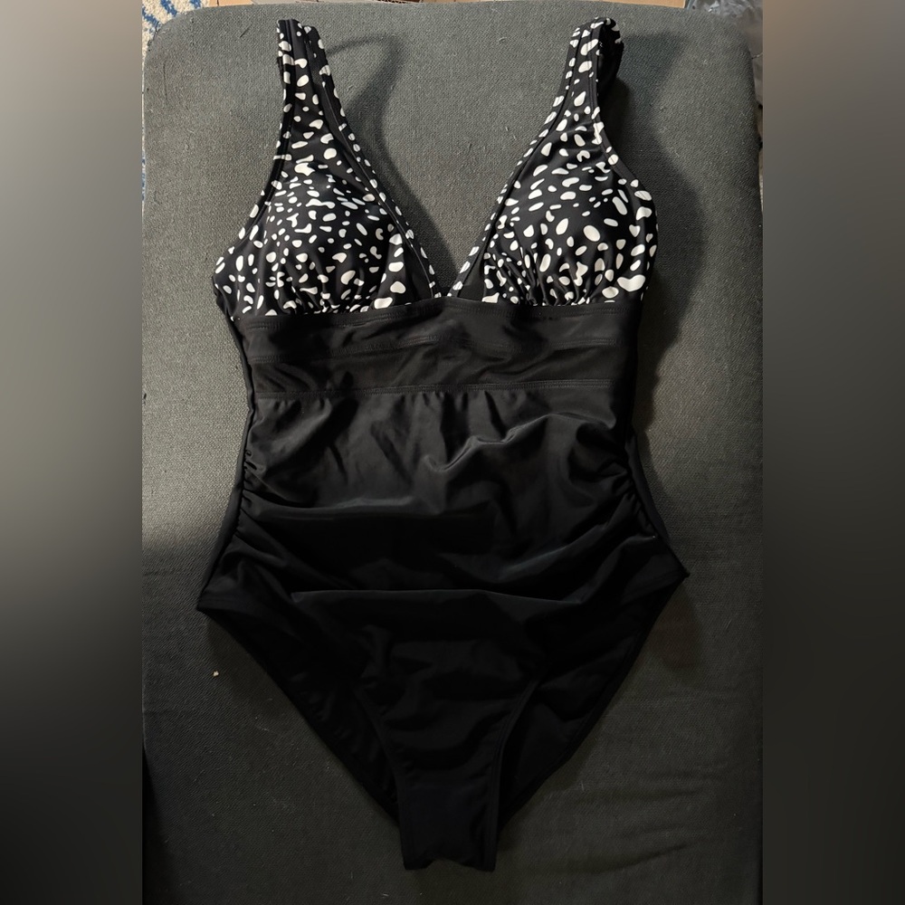 Black and White One-Piece Swimsuit